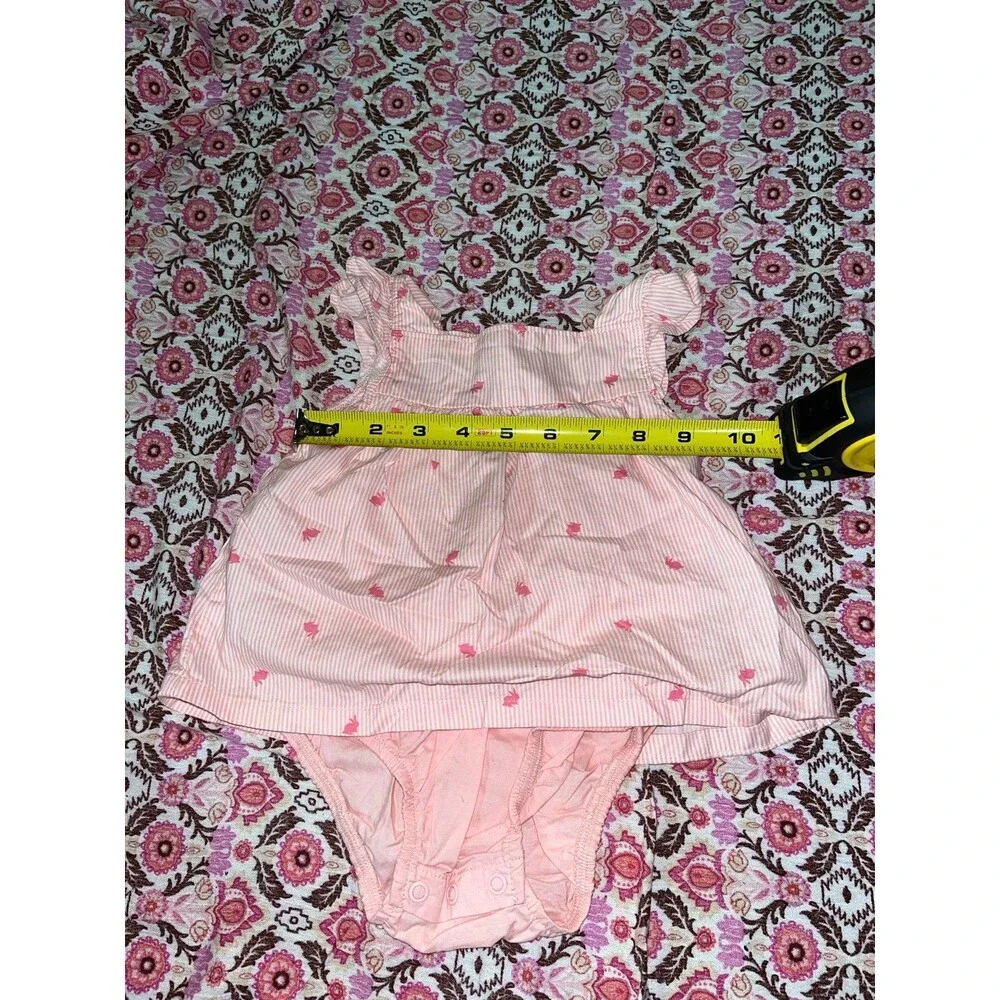 Girl’s Carter’s Pink Bunny Print Sleeveless Bodysuit Dress Size 6 Months